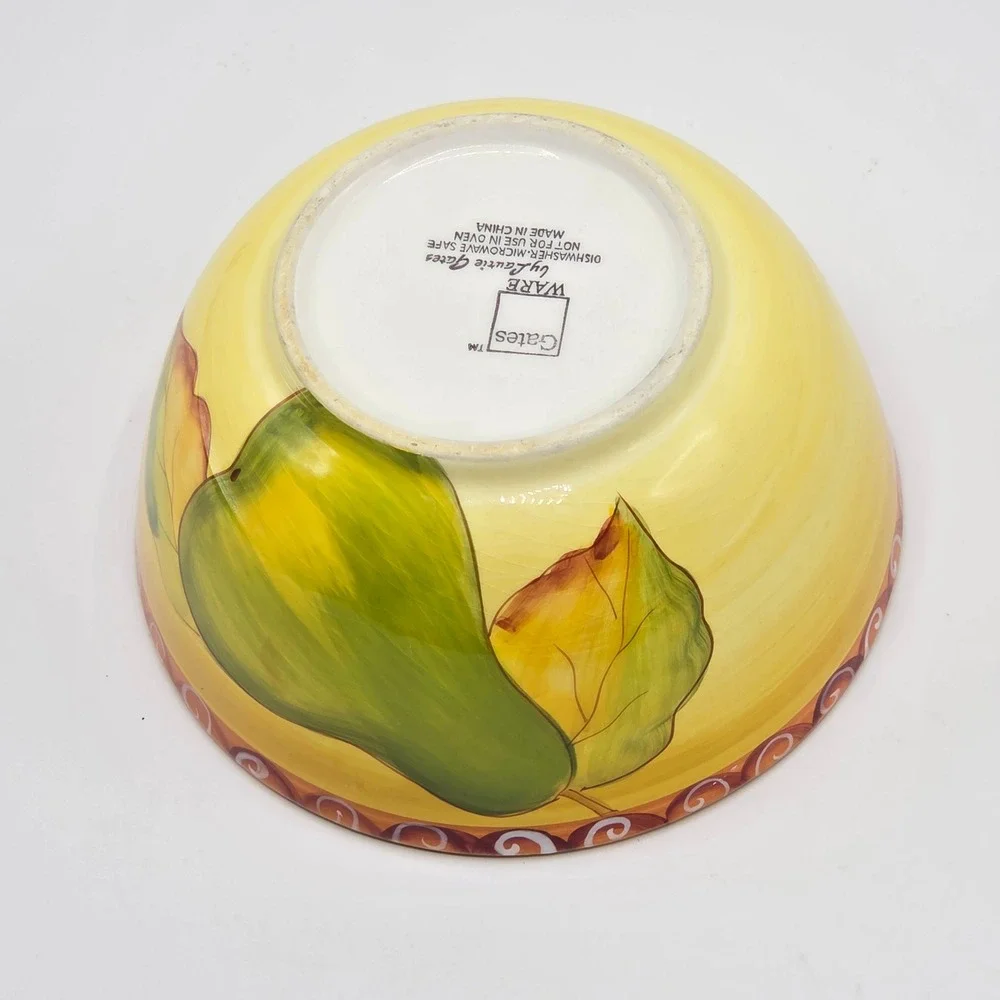Gates Ware by Laurie Gates Yellow Pear Ceramic Hand Painted Serving Bowl 6